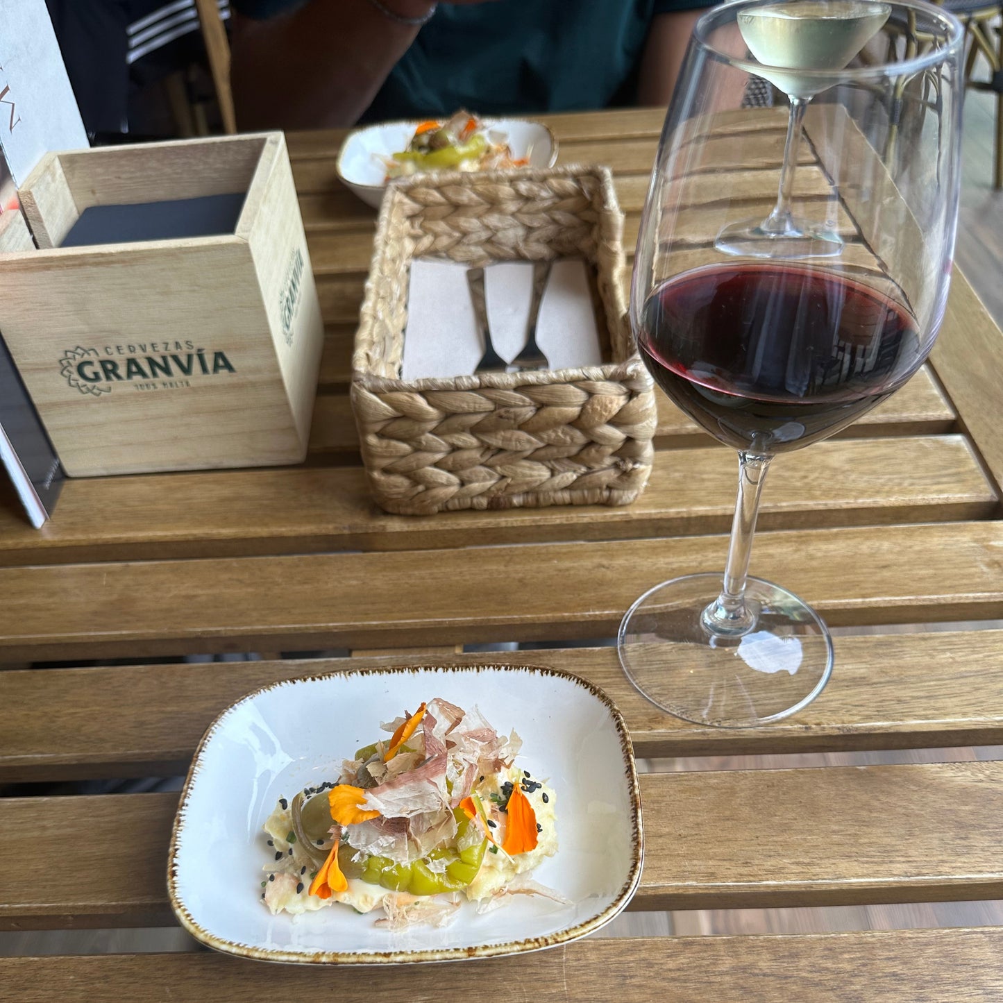 Tapas In valencia with a red wine