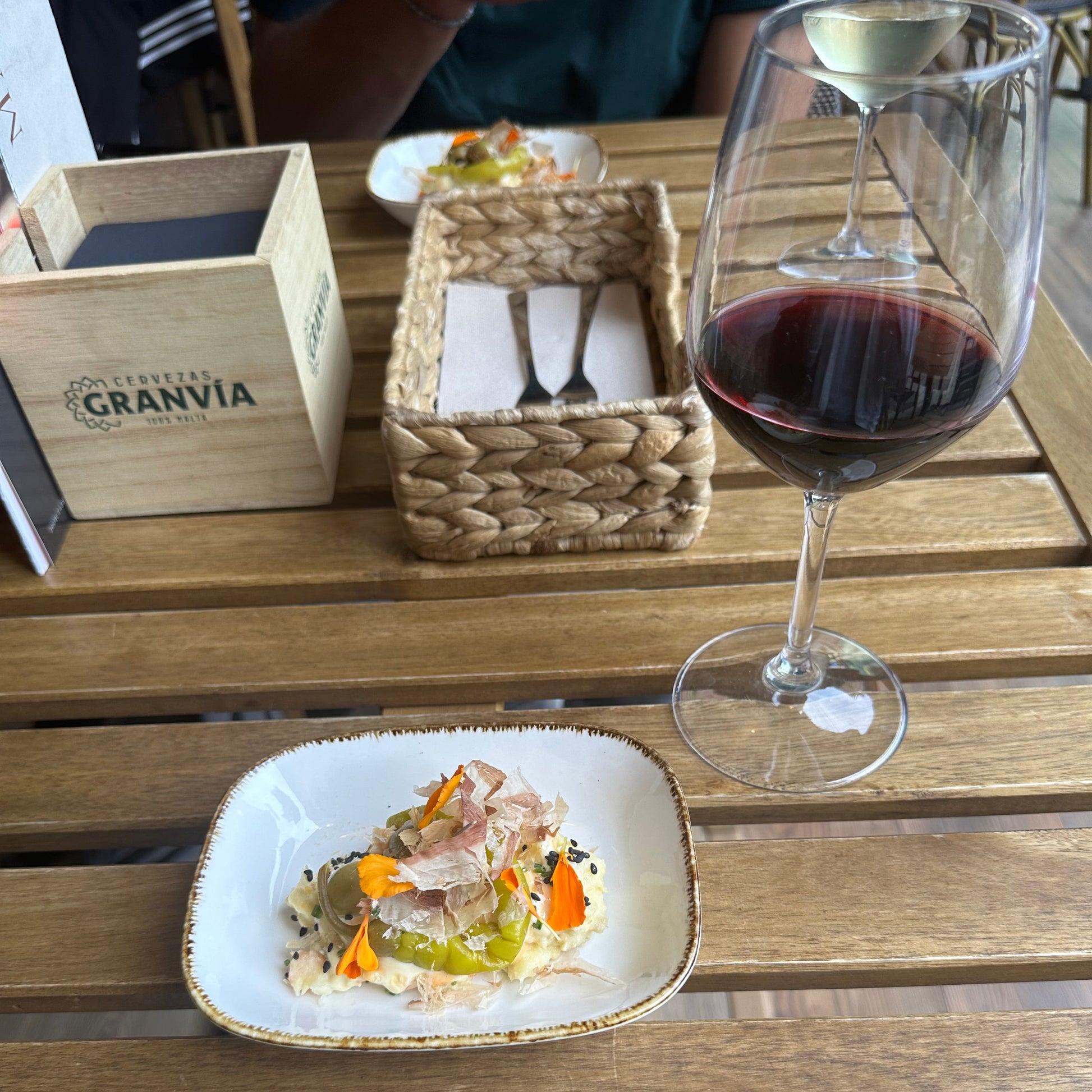Tapas In valencia with a red wine