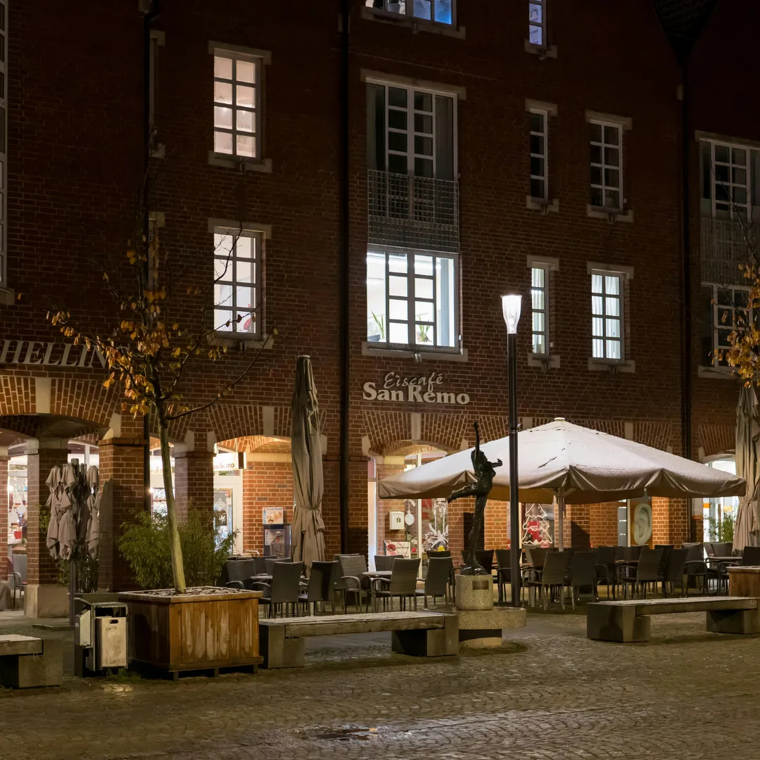 Restaurant terrace at night